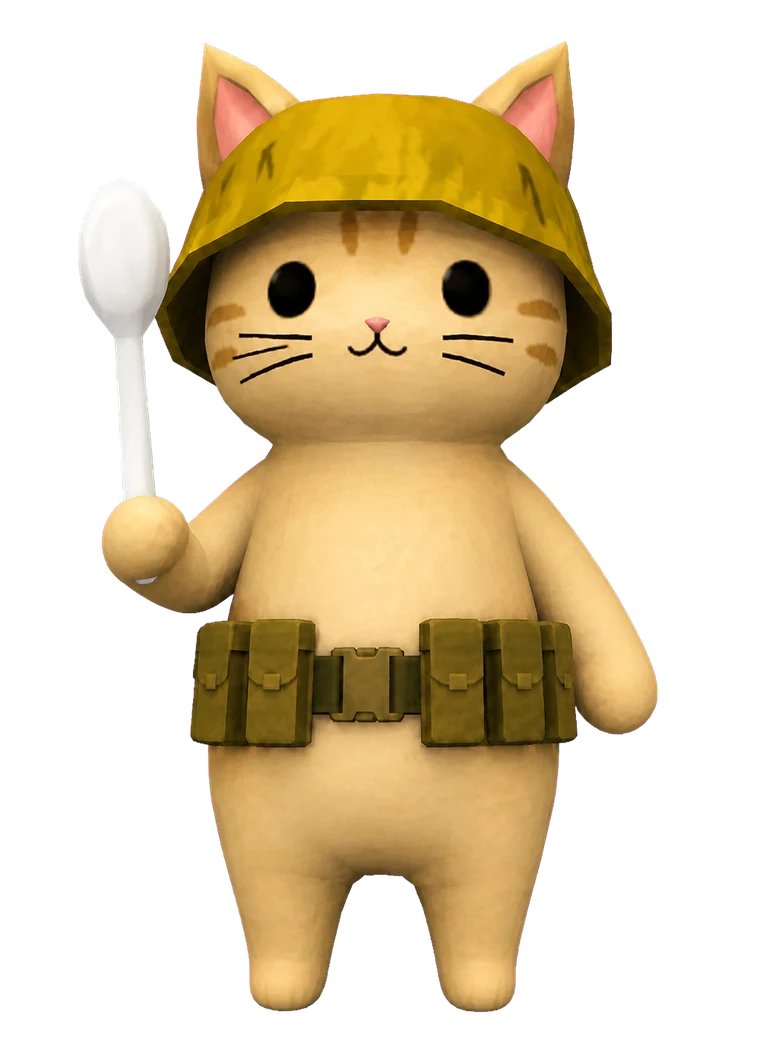 Battleground Cat holding his spoon