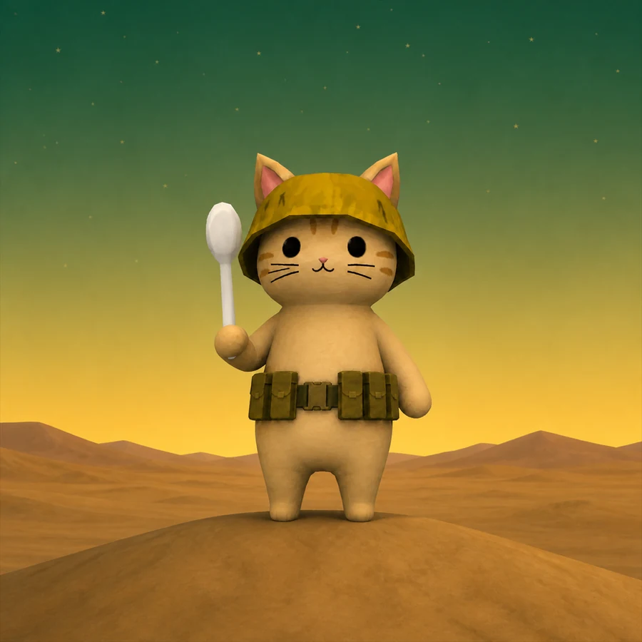 Saluting with the spoon on a dune