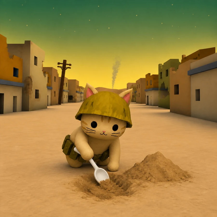 Digging the trench with a spoon